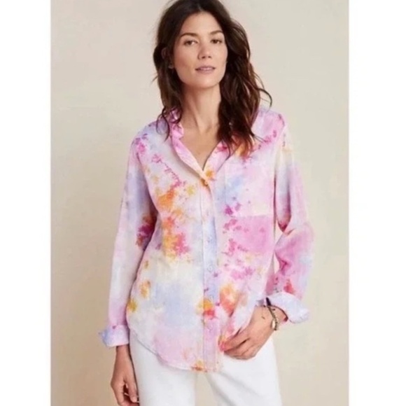 Pilcro by Anthropologie The Cate Long Sleeve Button Up Shirt Size Medium - Picture 3 of 17